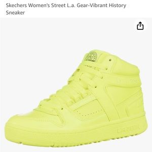 Skechers LA Gear high top sneaker, neon, leather upper, worn once, ZUMBA worthy!